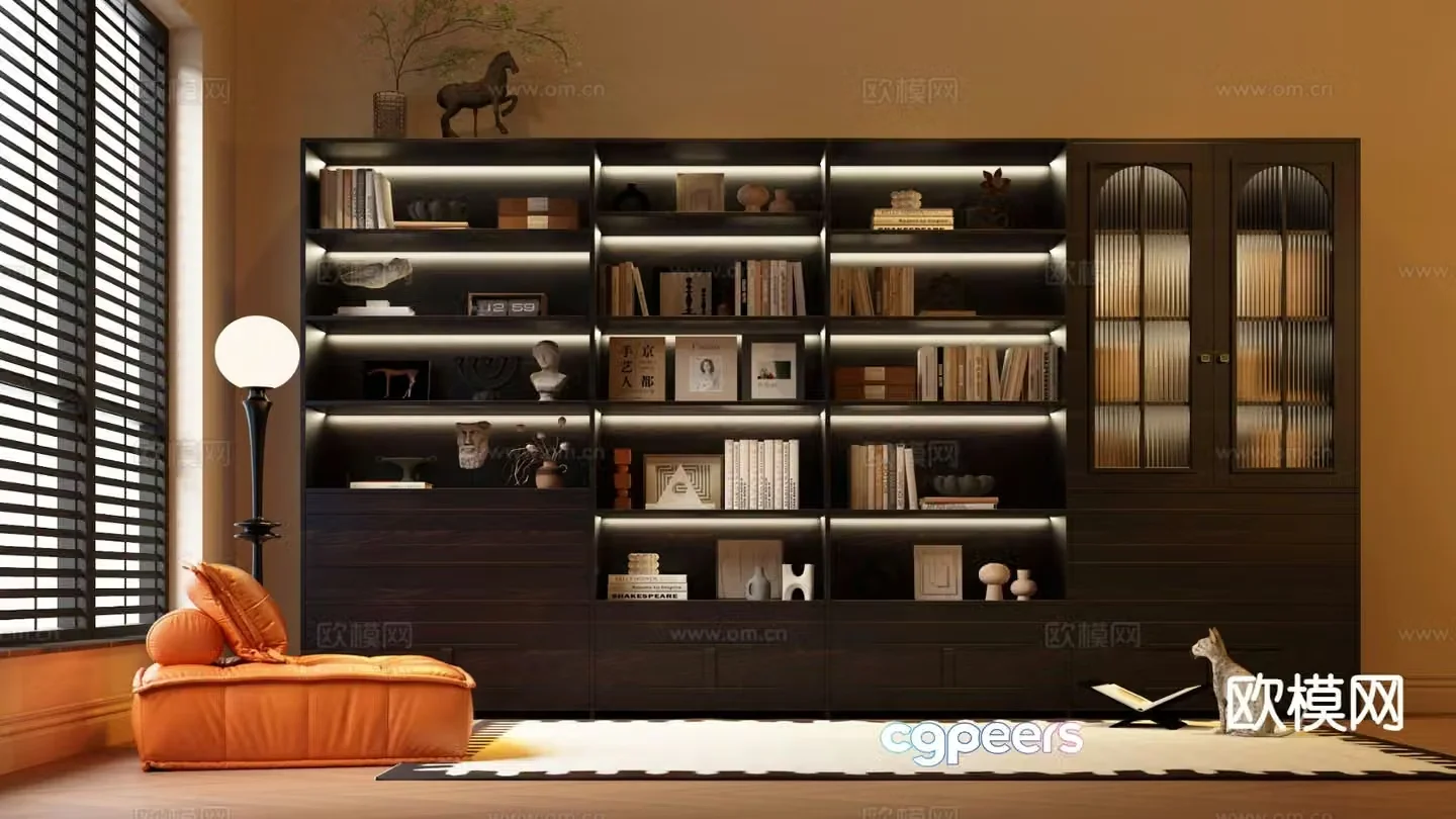 Medieval style bookcase bookshelf 3d model