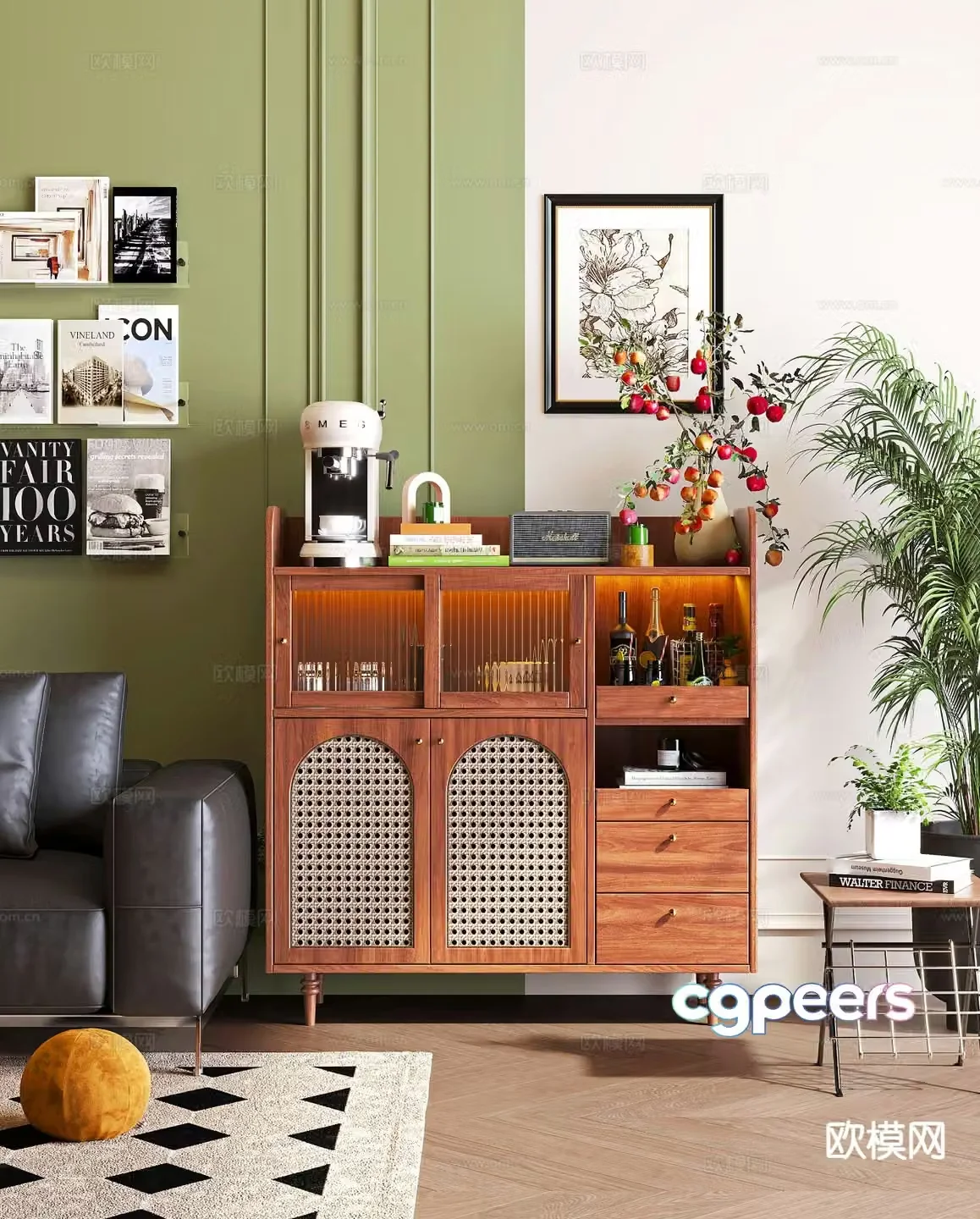 Medieval style sideboard 3d model