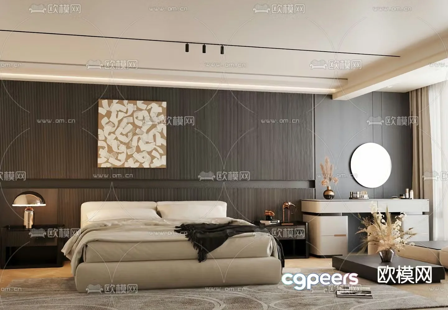 Italian double bed 3d model