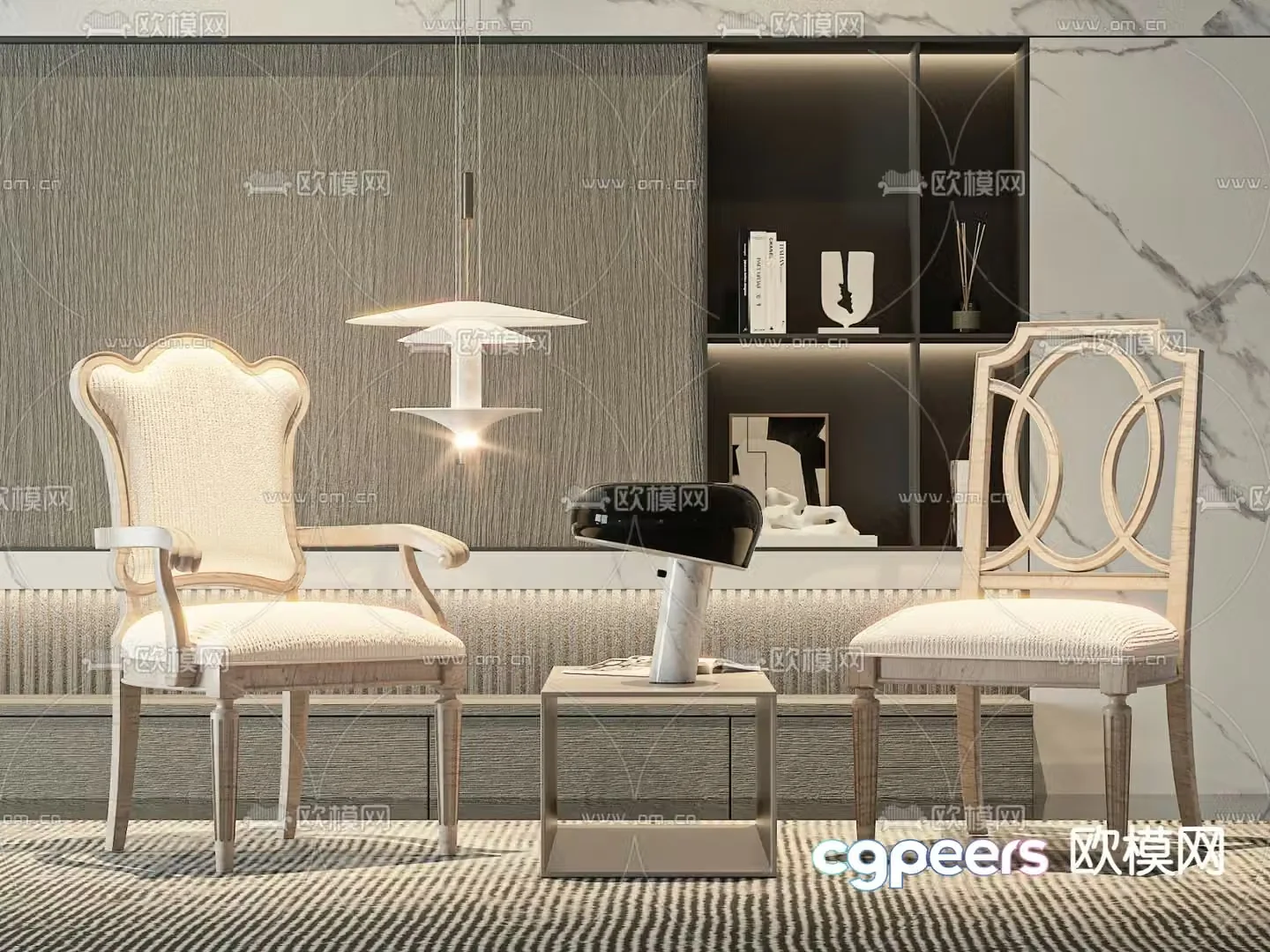 Simple European chair leisure chair table 3d model