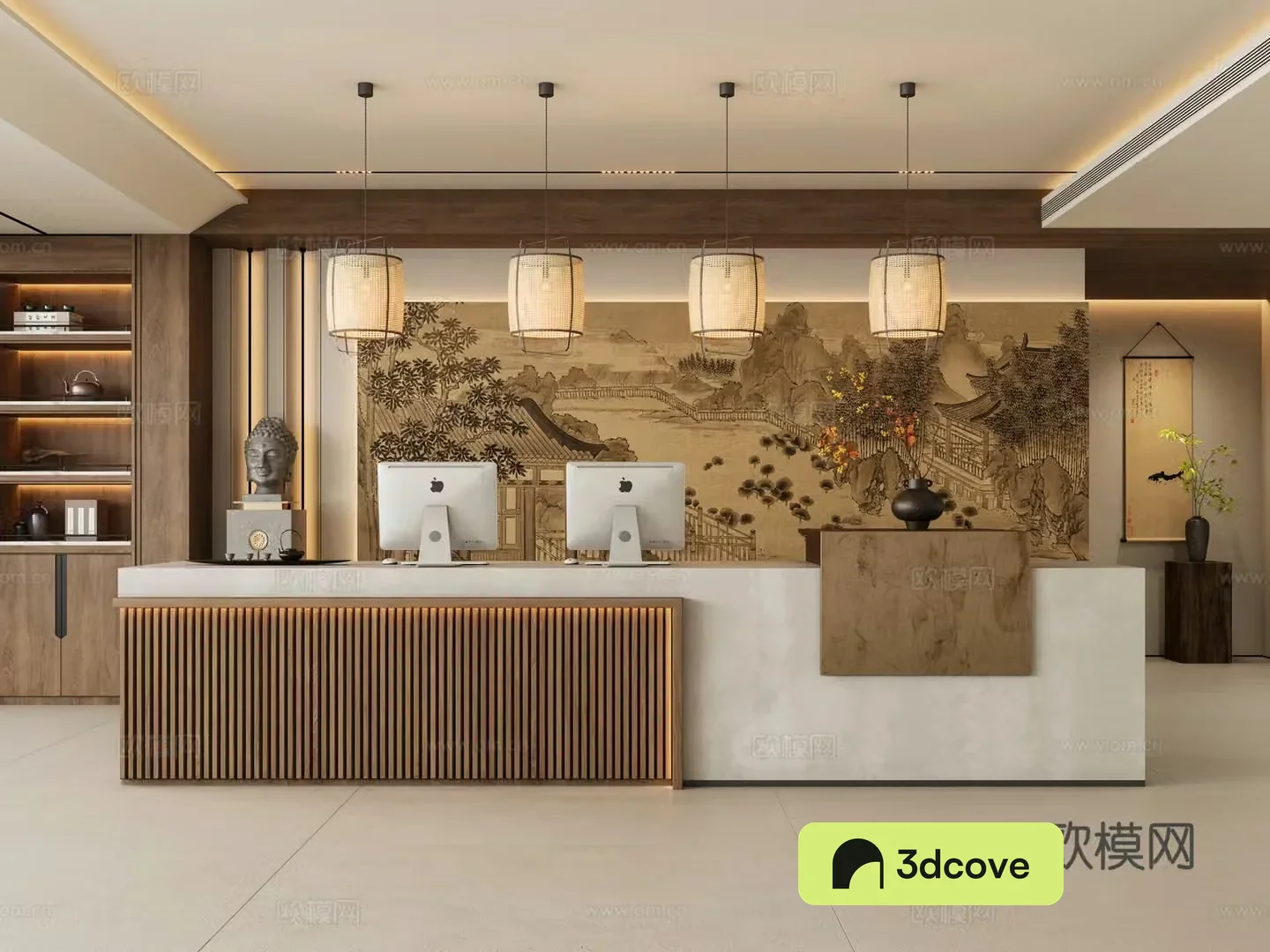 Zen new Chinese style hotel front desk