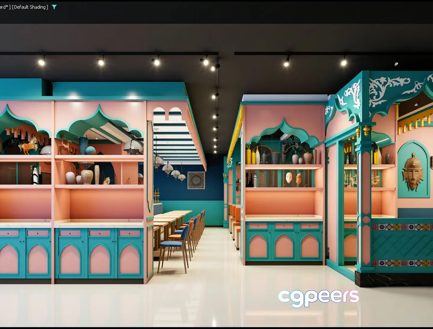 Colorful Moroccan-Style Restaurant 3D Model – 7593 – VRAY Render