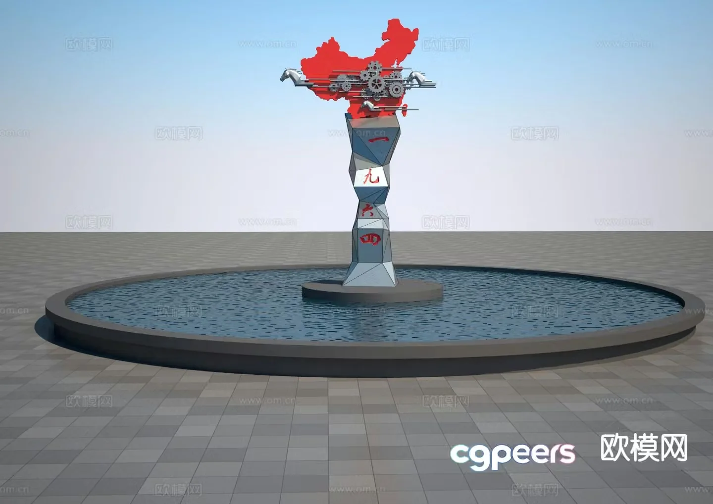 China map sculpture landscape sculpture 3d model