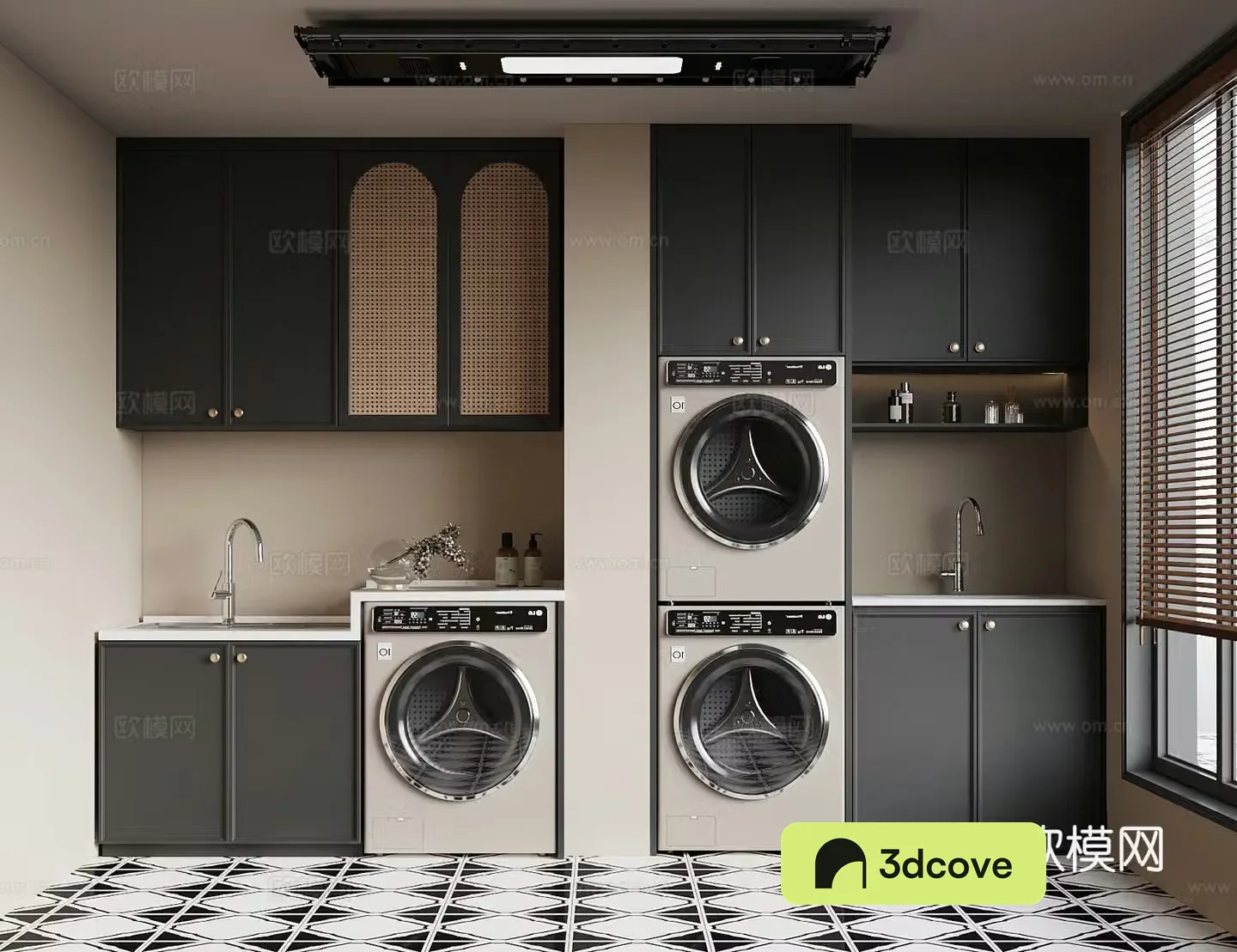 Laundry room French washing machine cabinet Clothes rack