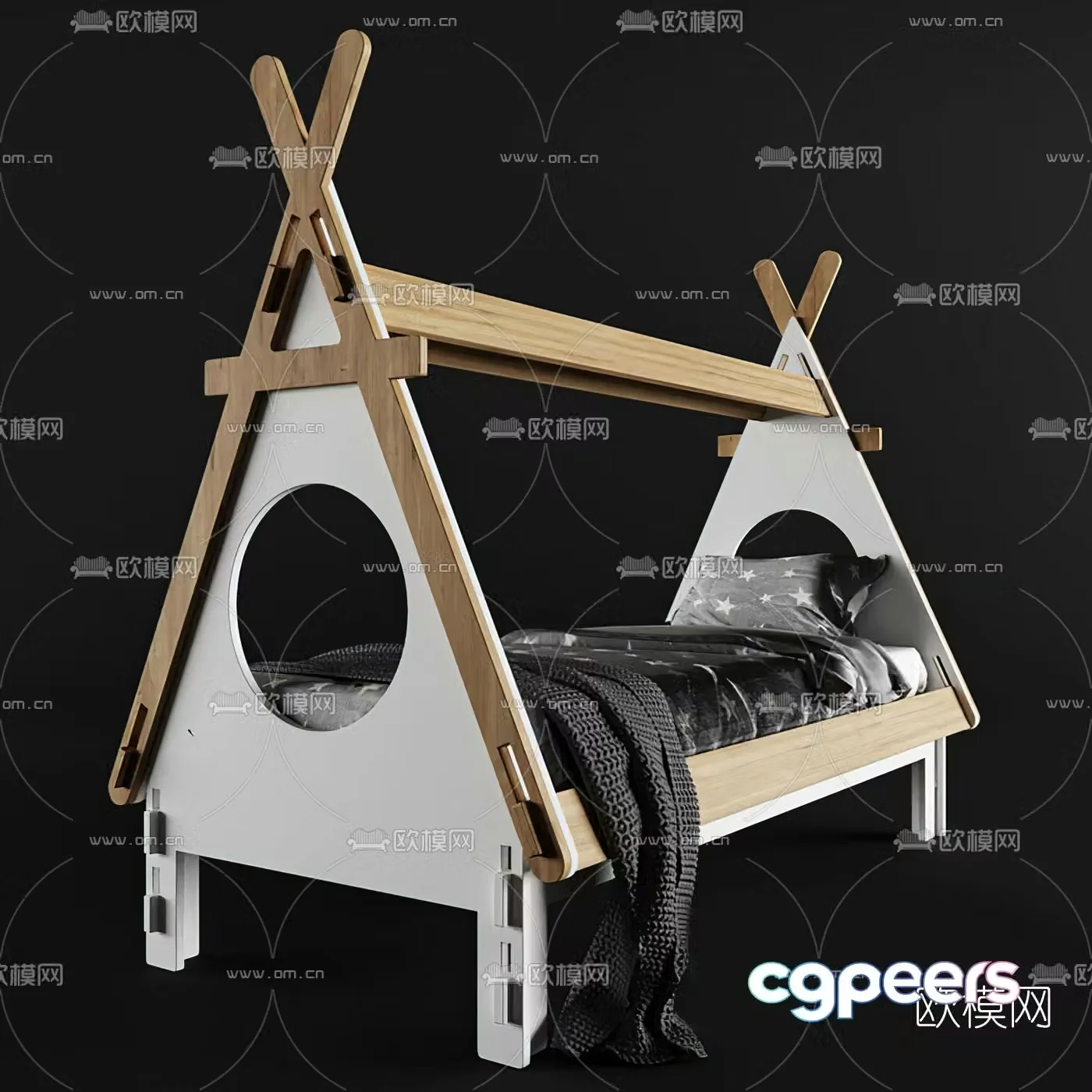 Nordic children’s bed 3d model