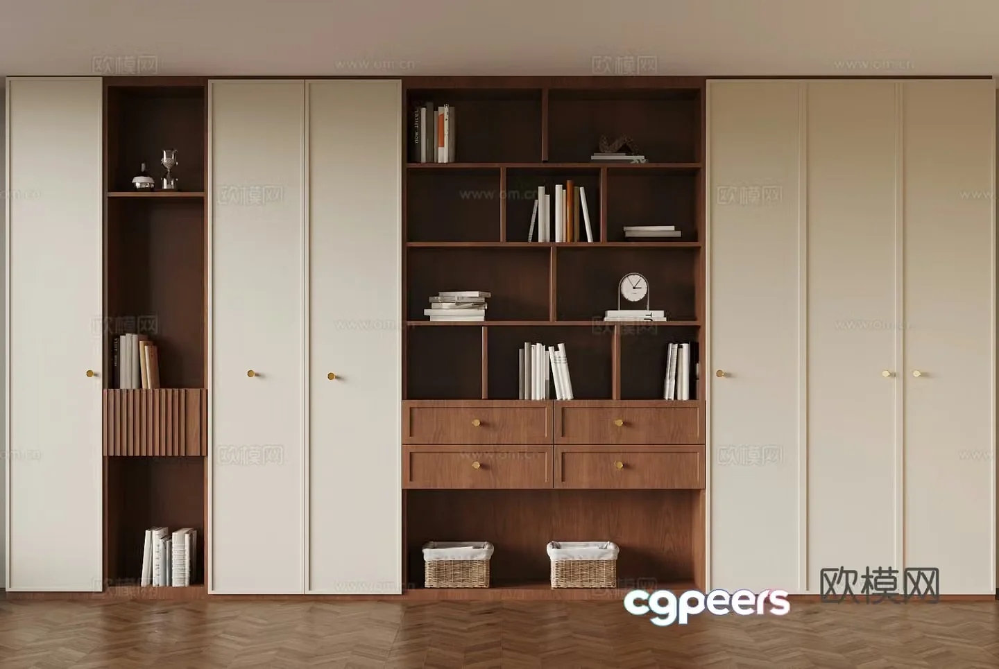 05 Middle-aged Bookcase 3D Model