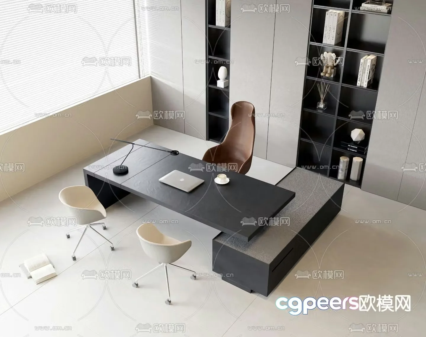 Office desk and chair desk table 3d model