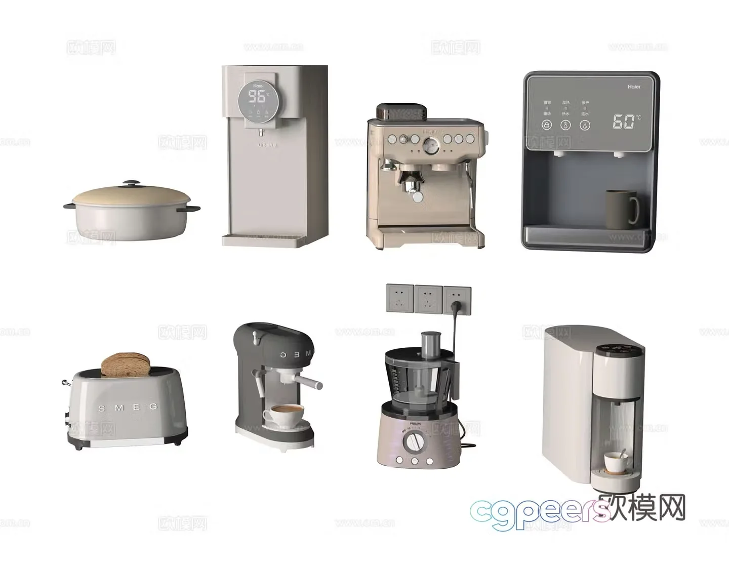 Modern kitchen coffee machine soy milk machine bread machine water dispenser 3d model