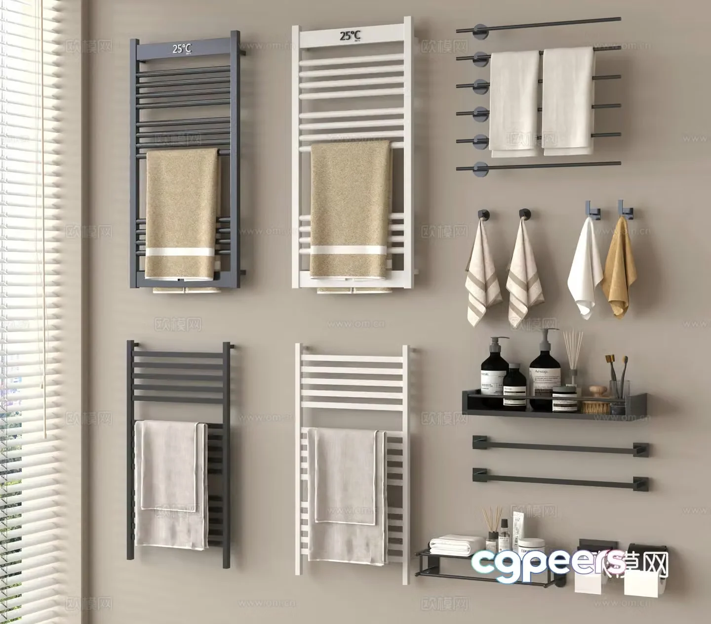 Towel rack Electric towel rack Toiletries Towels Bathroom storage rack 3D model