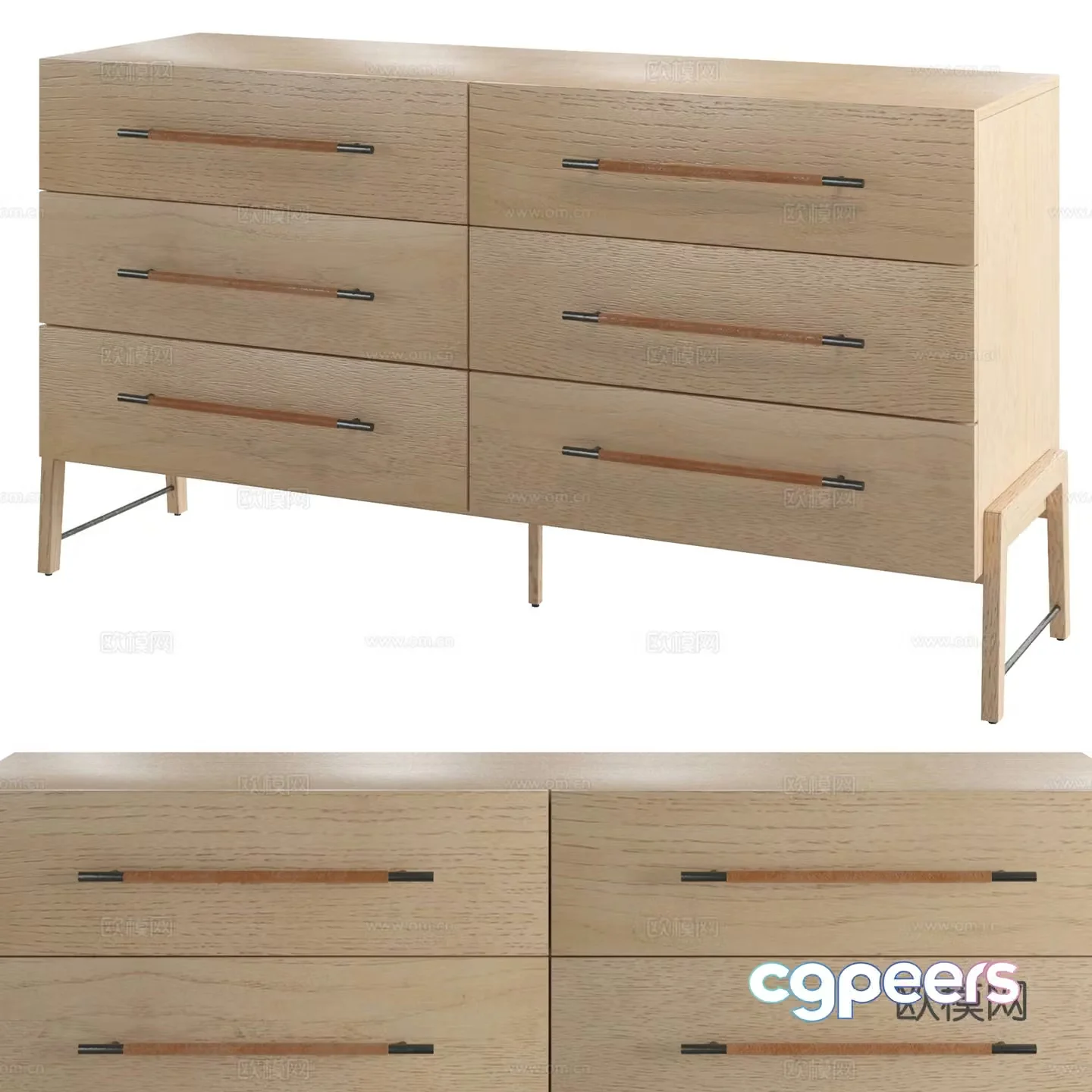 Mulan six-drawer chest 3d model
