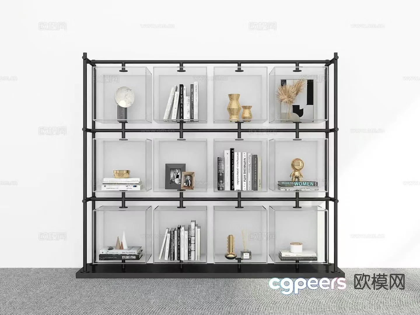Modern bookshelf acrylic bookcase 3d model