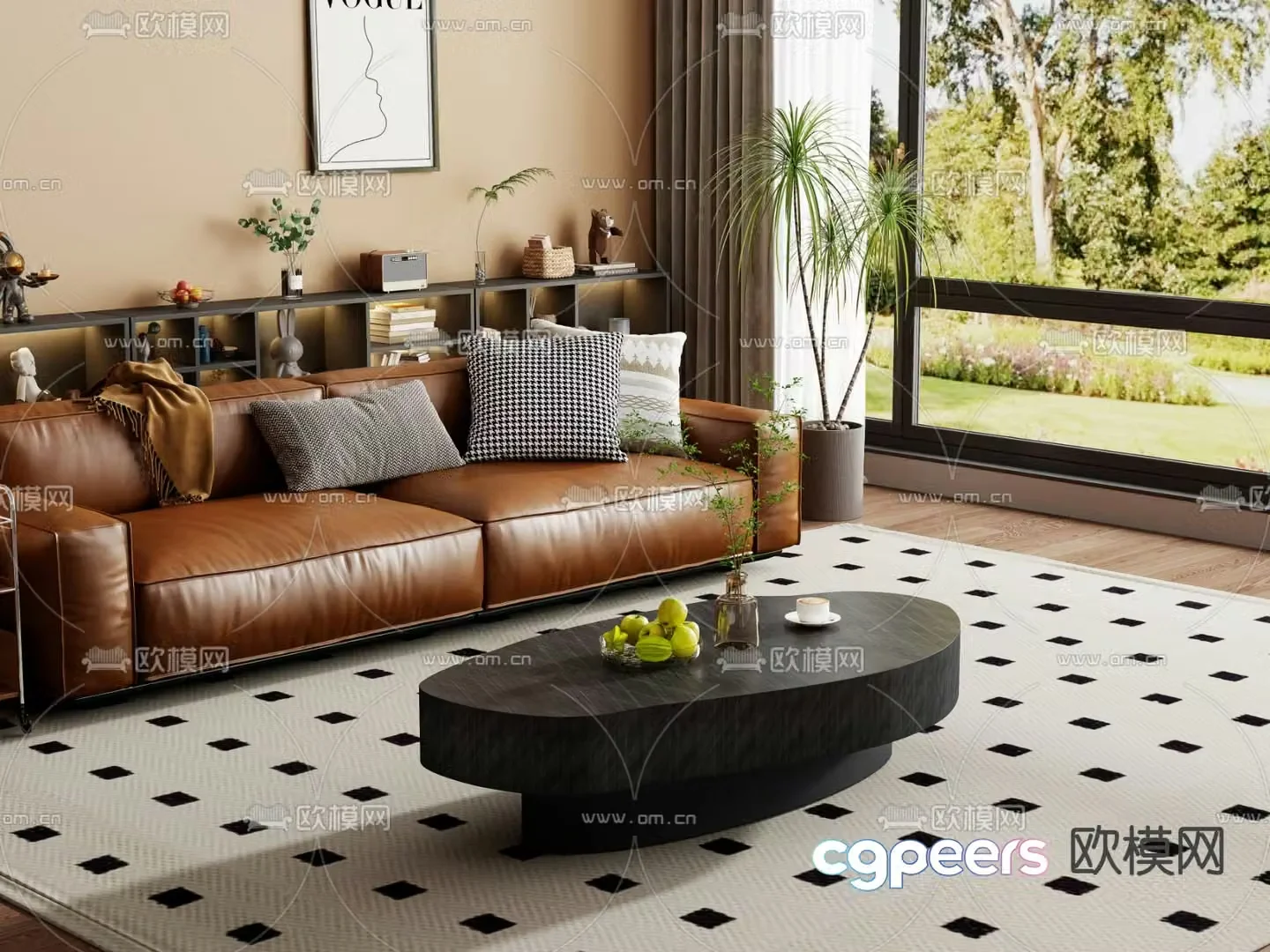 French multi-seater sofa 3d model
