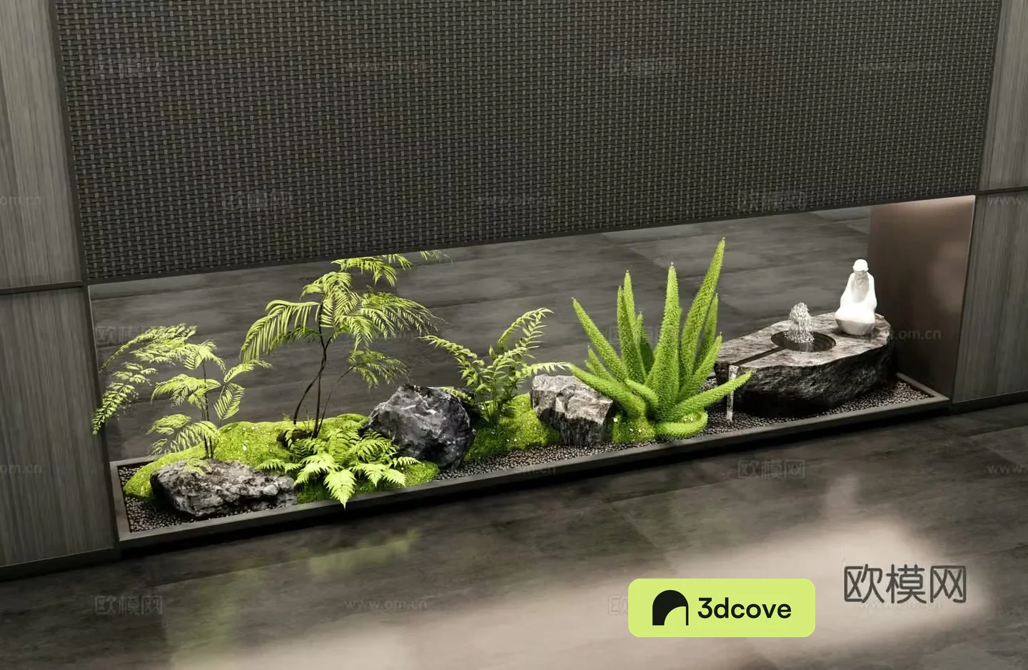 New Chinese interior landscape porch landscaping moss water bowl water scene stone plant landscape