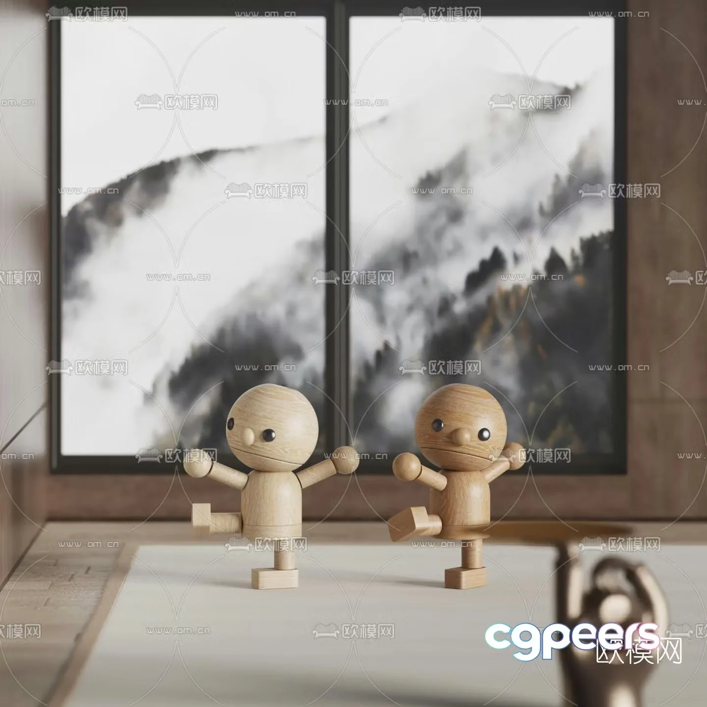 Modern wooden man doll toy 3d model