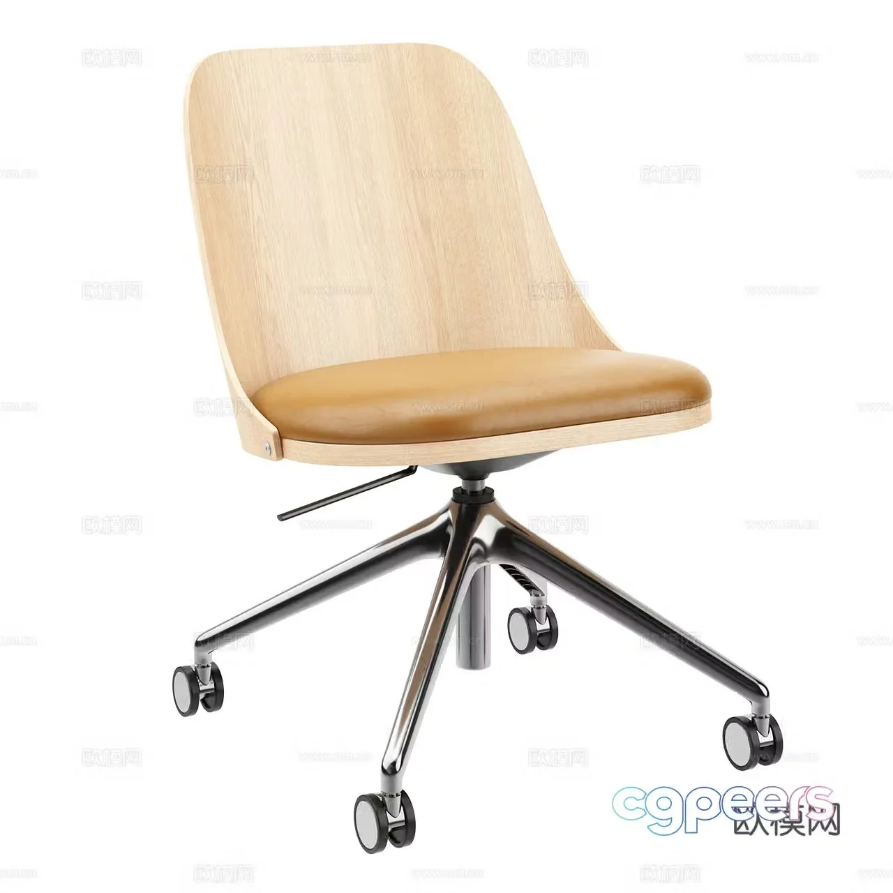 Karl modern office chair single chair conference chair stainless steel chair wooden chair 3d model