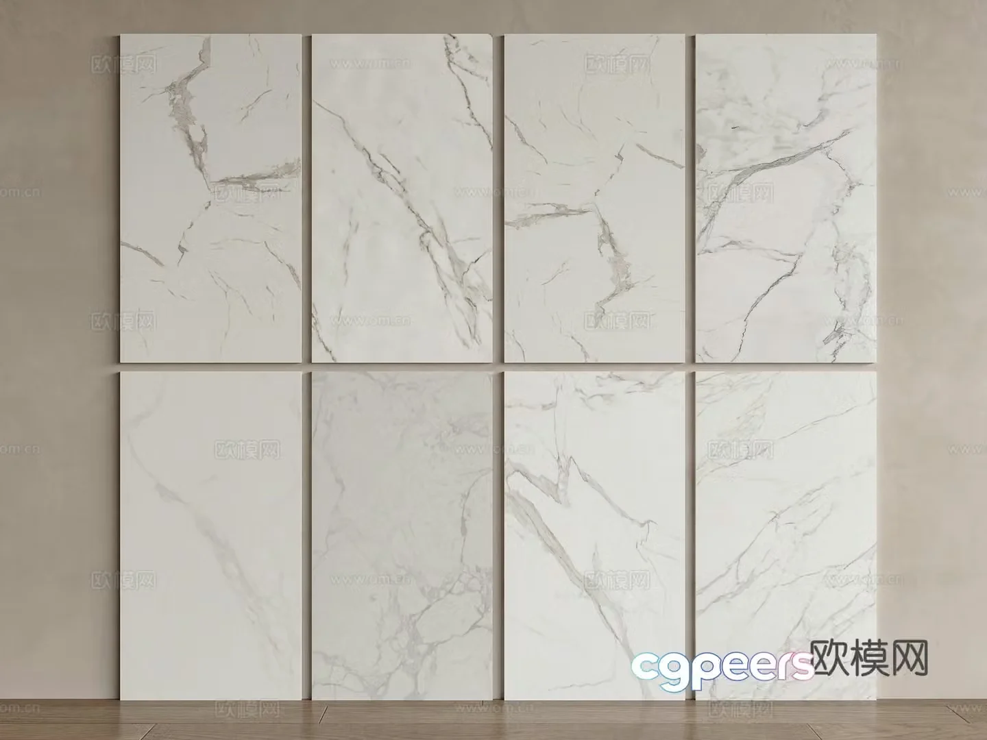 Modern Jazz White Marble Background Wall Marble Wallpaper White Stone Fish Belly White Marble 3D Model