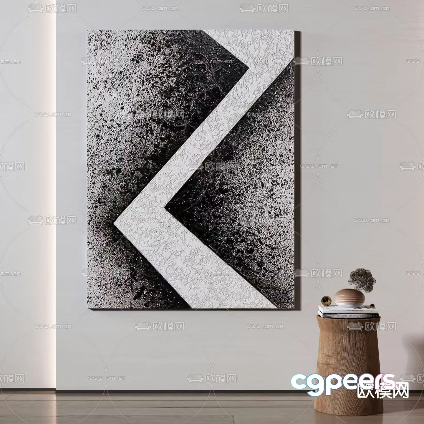 Wasabi black and white painting texture painting decorative painting 3d model