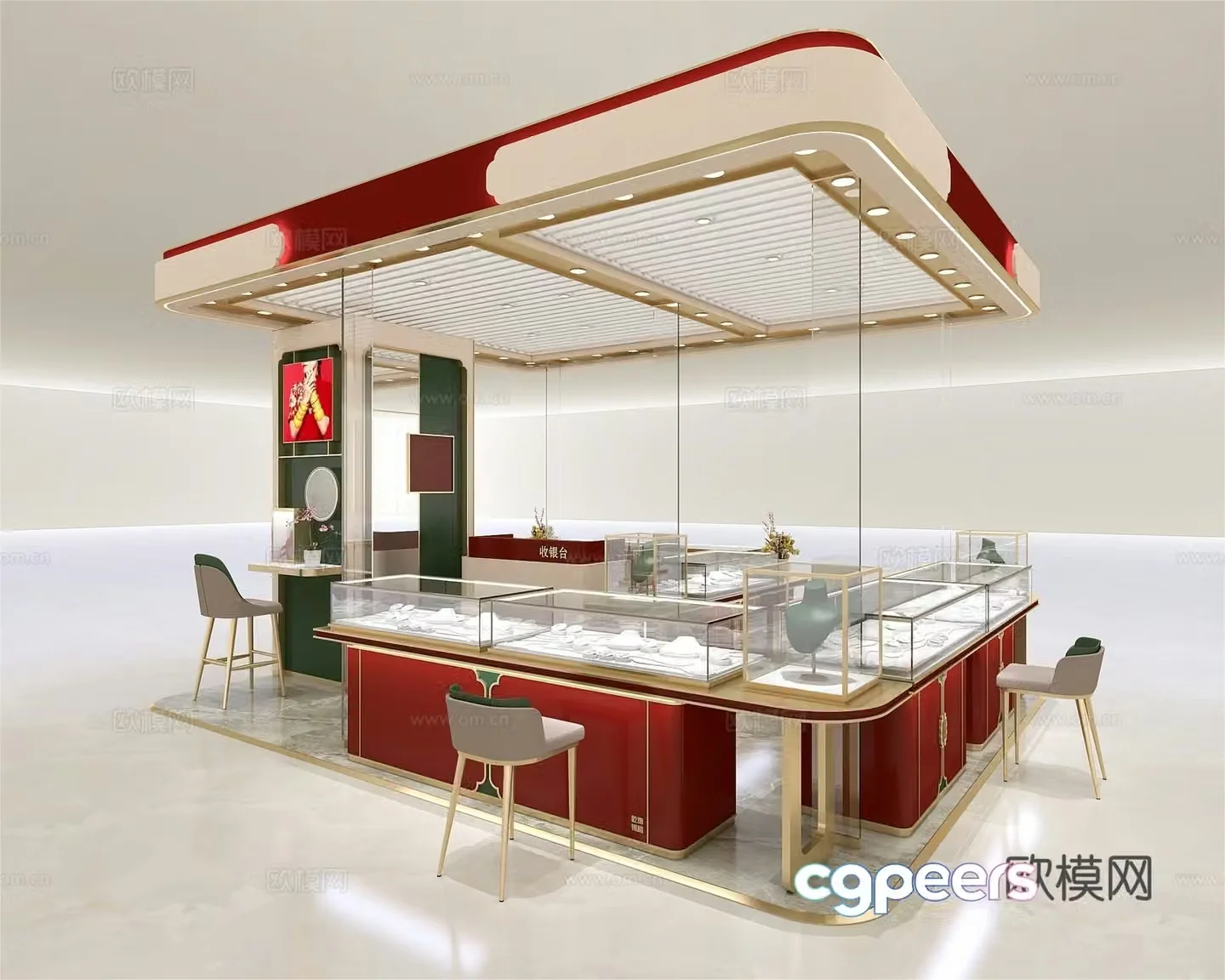 Modern light luxury jewelry store Jewelry store Light luxury jewelry store Jewelry store door head 3D model