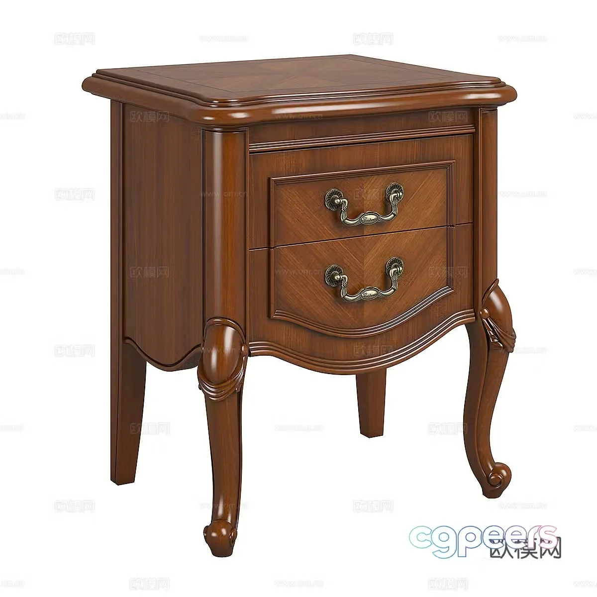 American solid wood edge table 3D model