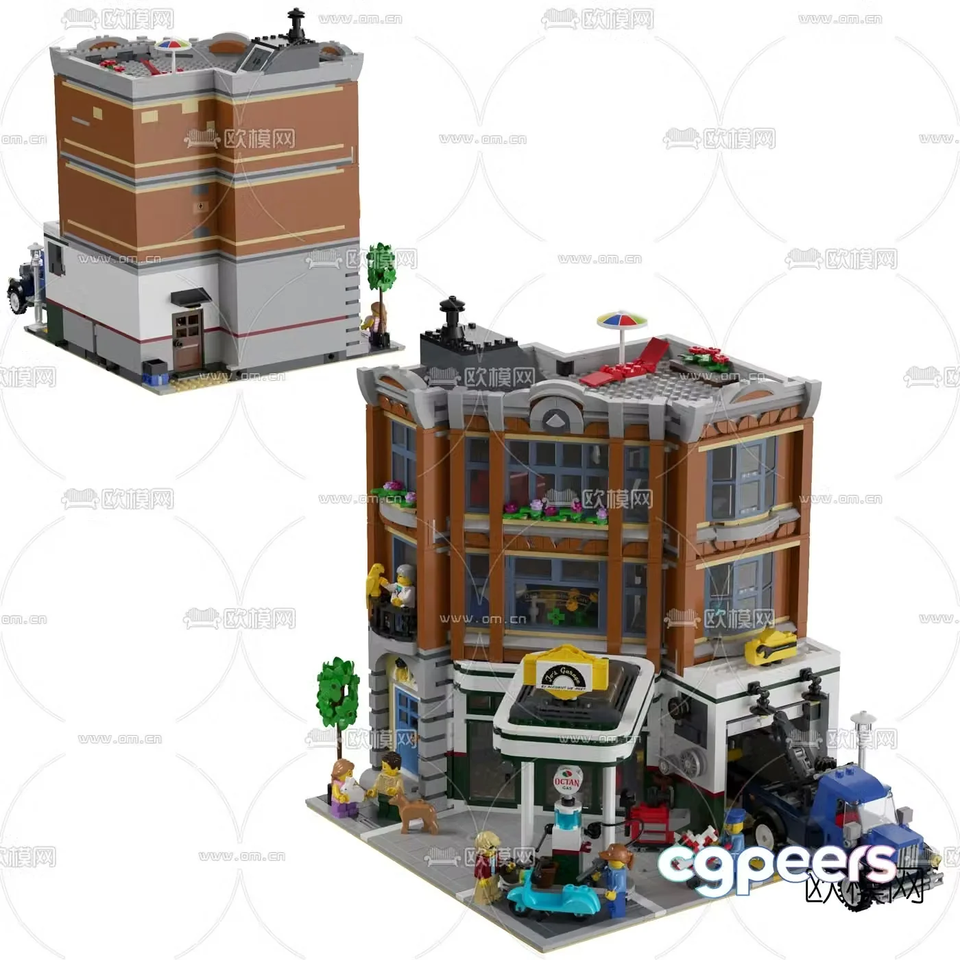 Modern building block repair station toy 3d model