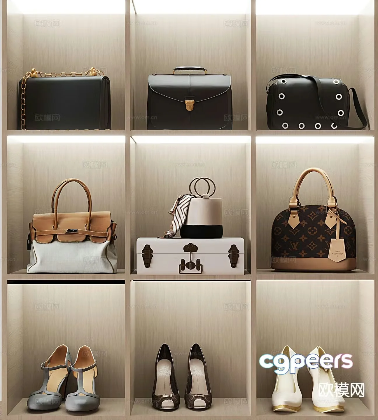 Bags luggage handbags shoulder bags ladies leather bags 3d model