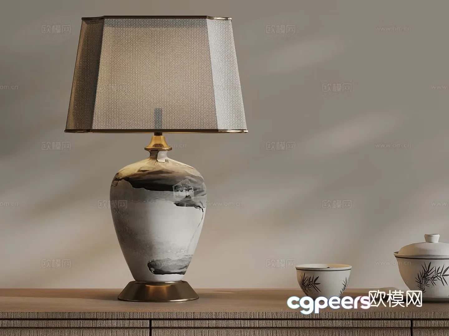 25 new Chinese desk lamp 3D model