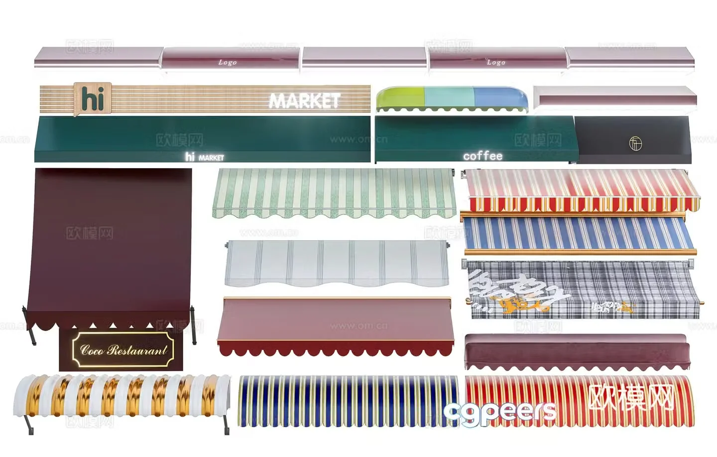 Modern awning retractable awning balcony fabric awning shop awning 3D model