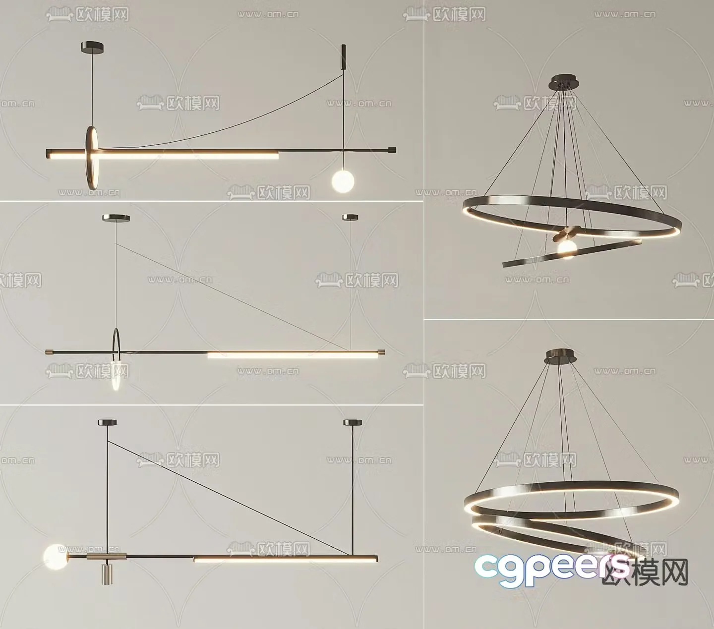Long chandelier hall chandelier 3d model