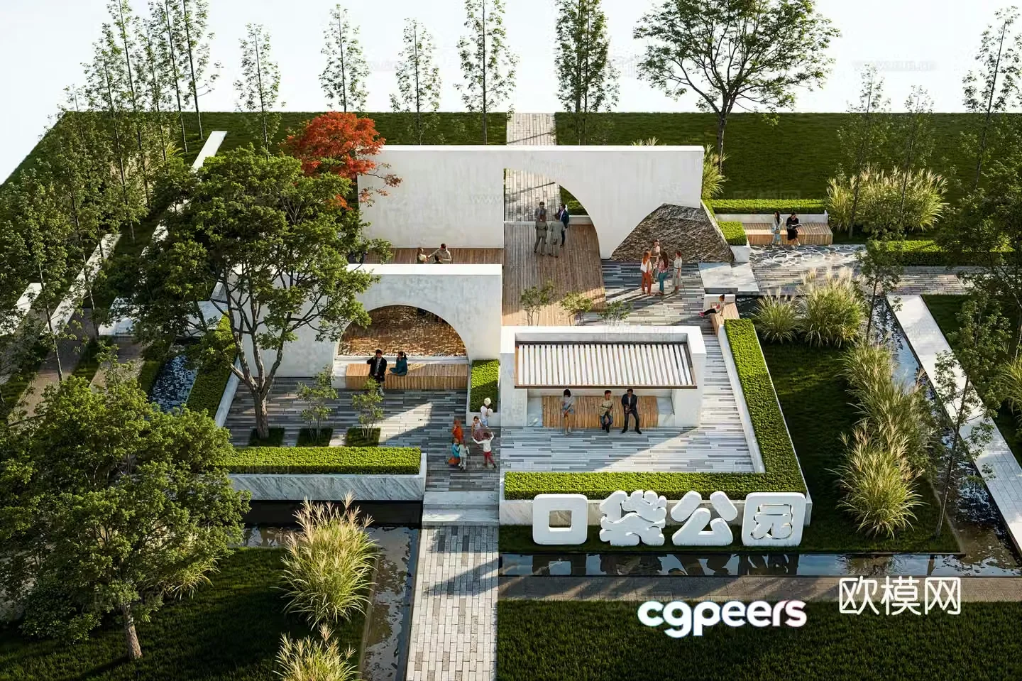 pocket park landscape park linear park 3d model