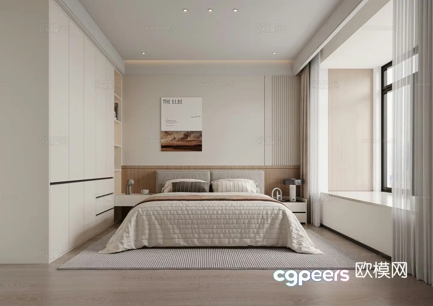Modern minimalist bedroom master bedroom 3d model