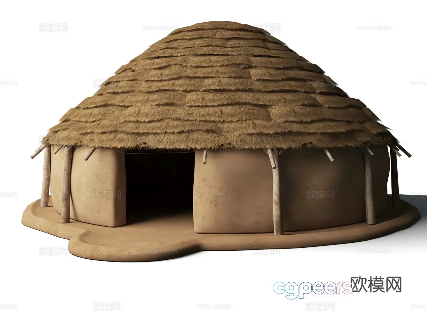 Ancient Primitive Man Thatched House Architecture Ancient Man Ruins Thatched House Primitive Man Tribe Middle 3D Model