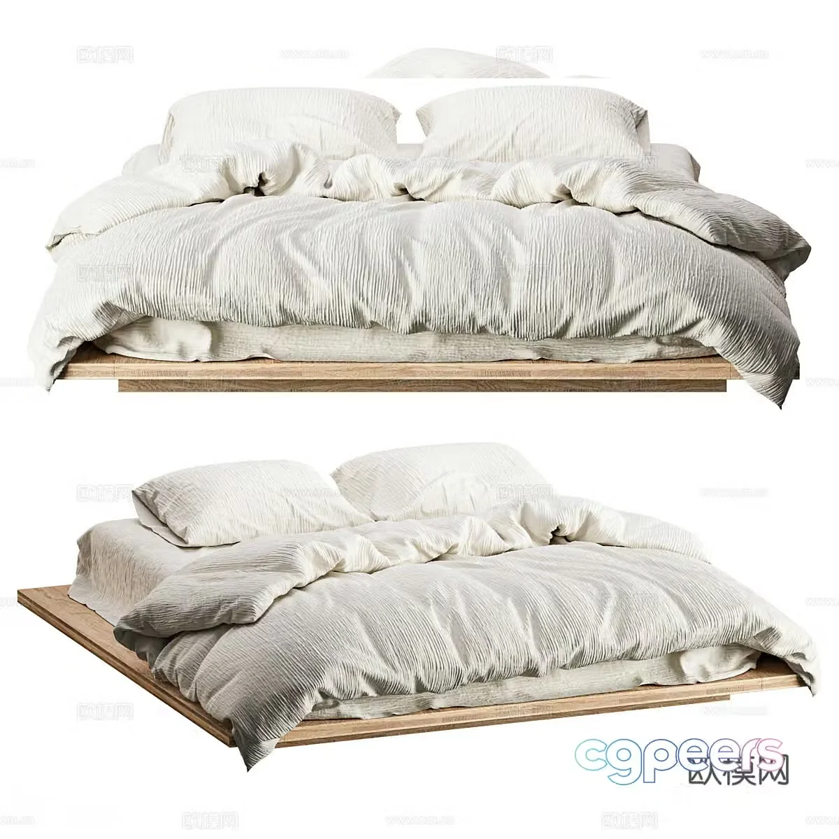 Modern Wasabi Double Bed Fabric Bed Master Bed 3D Model