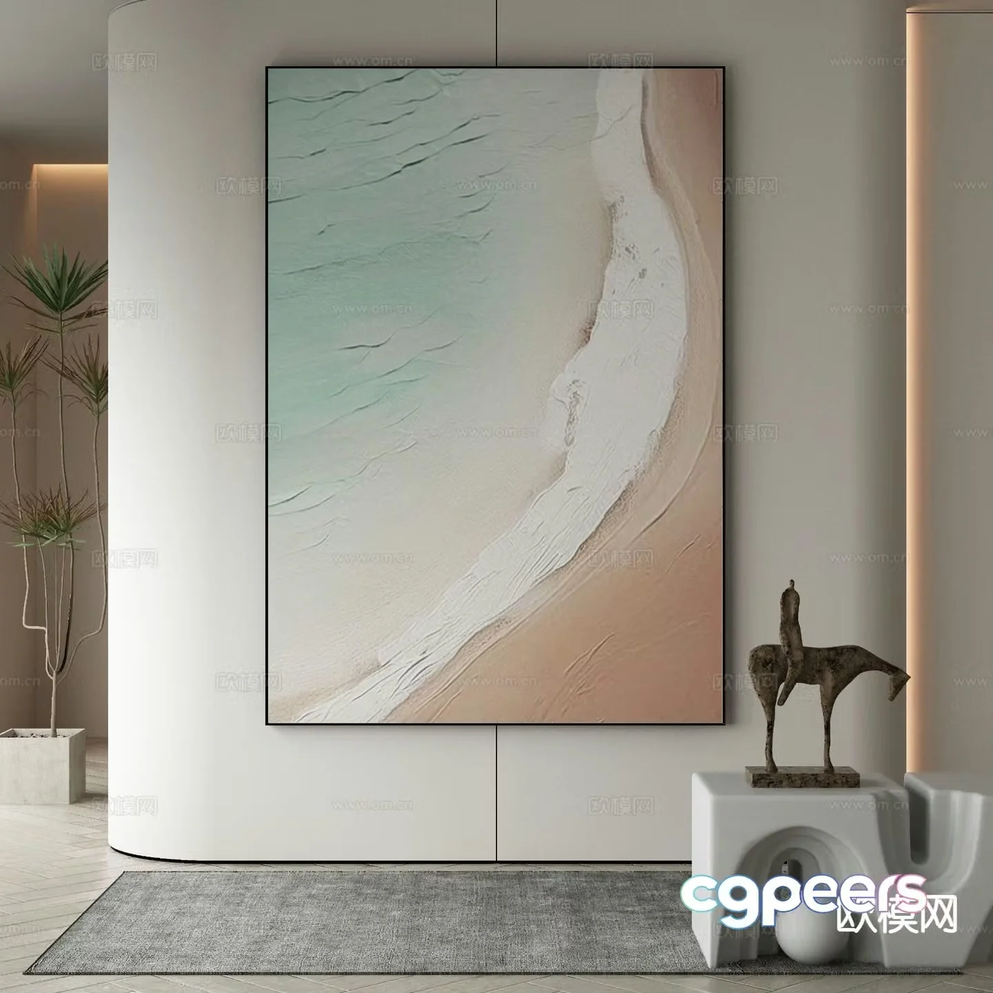 Modern art painting texture painting decorative painting 3d model