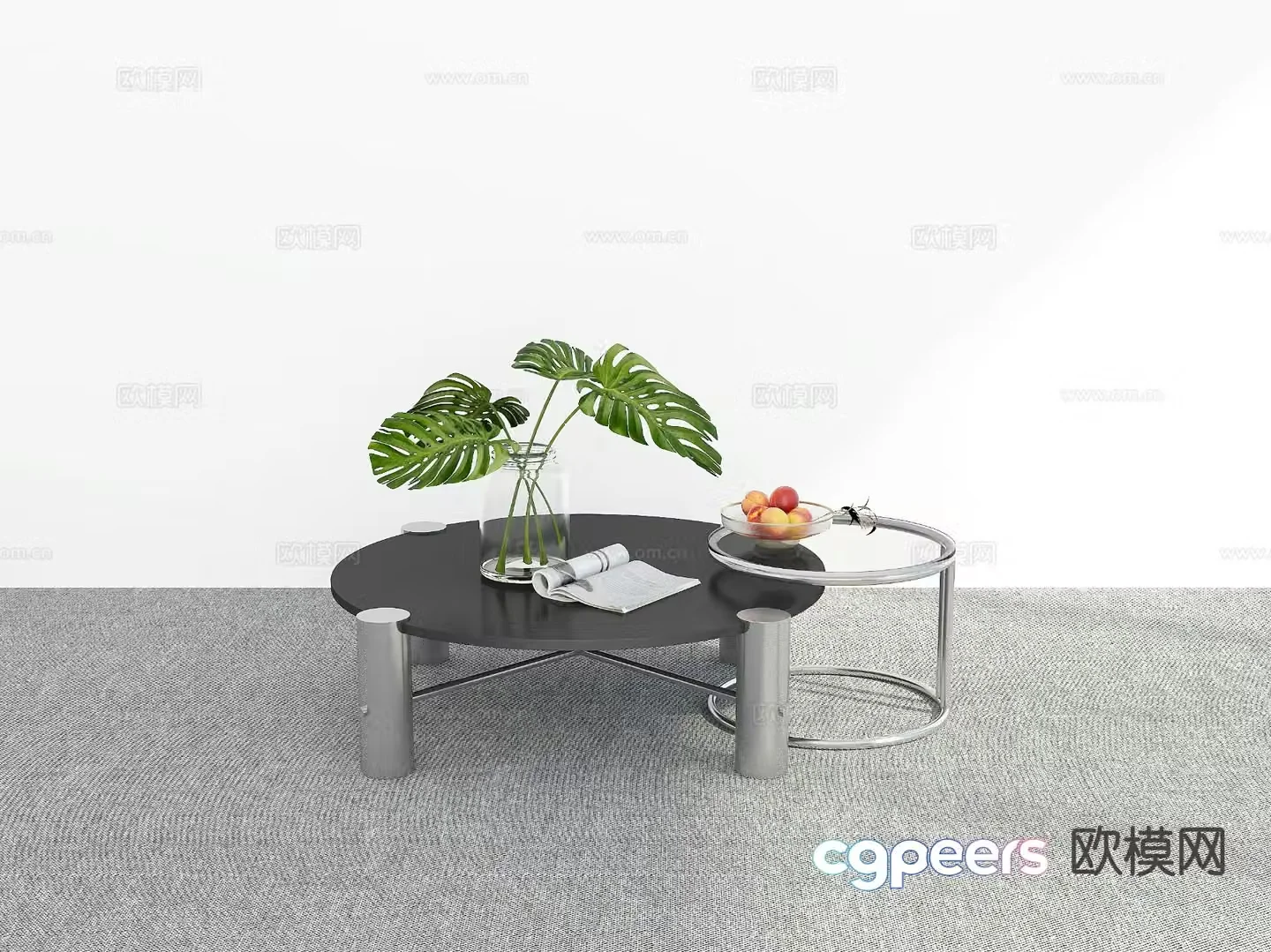 Modern double coffee table 3d model