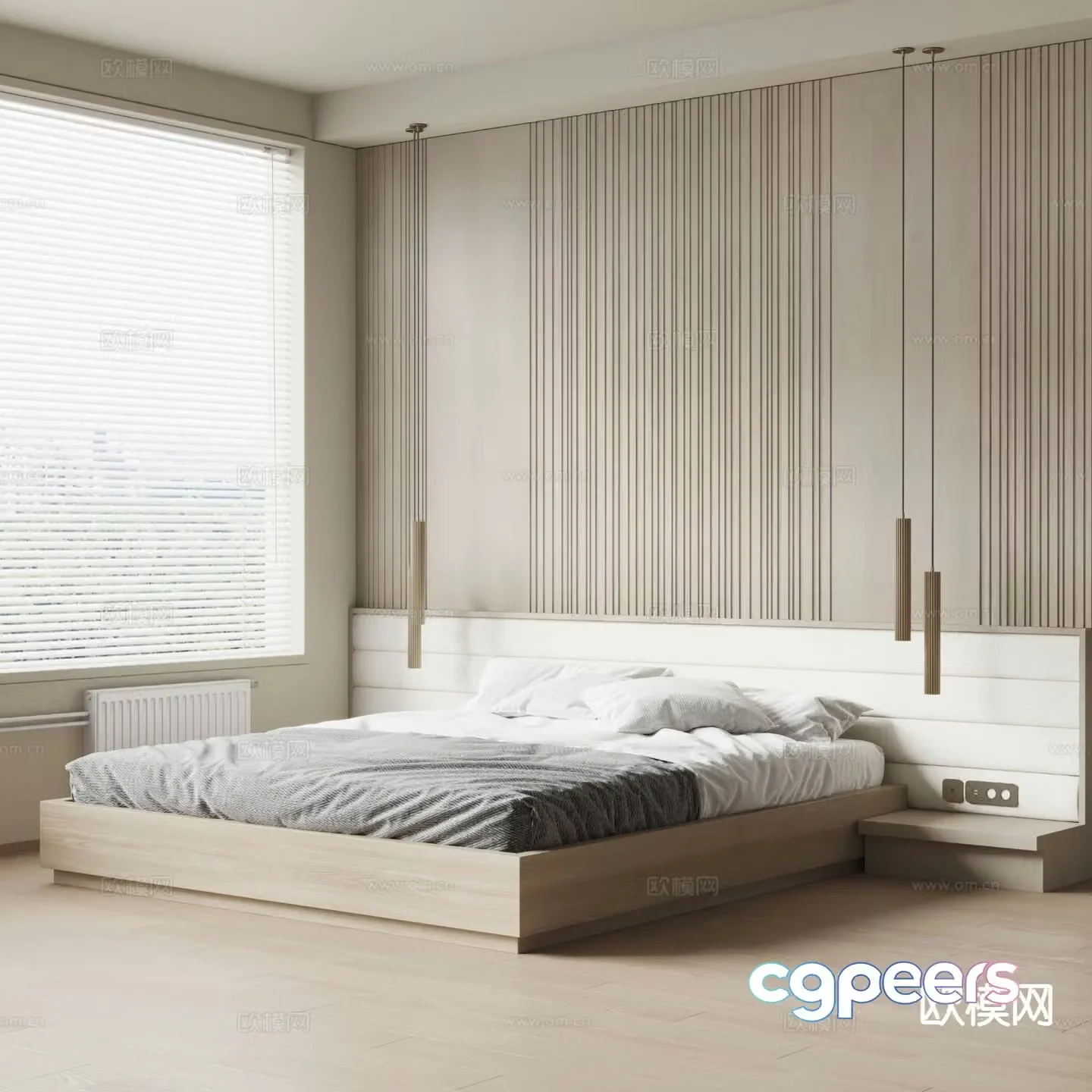 Modern double bed 3d model