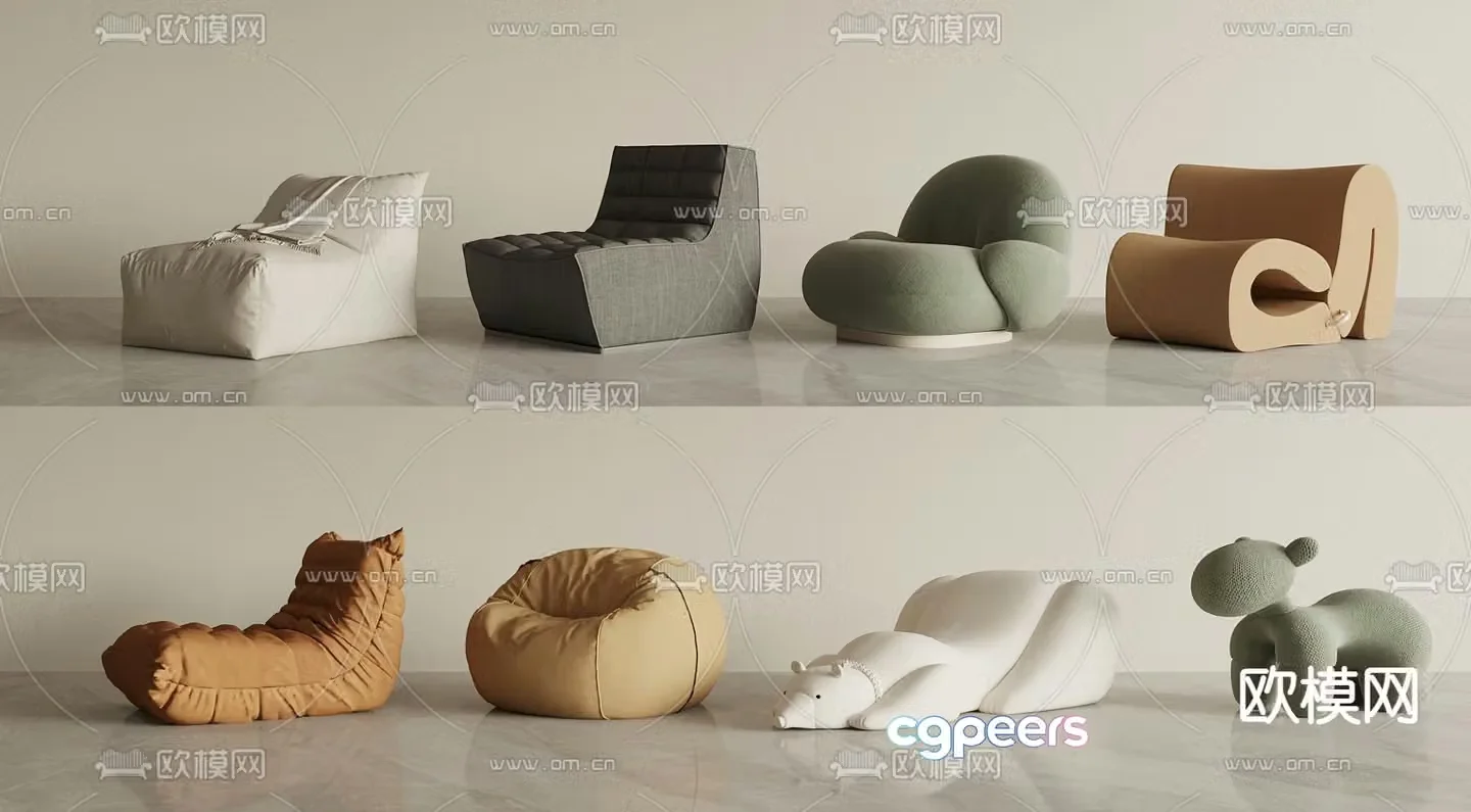 Leisure Sofa Beanbag Sofa Polar Bear Sofa 3D Model