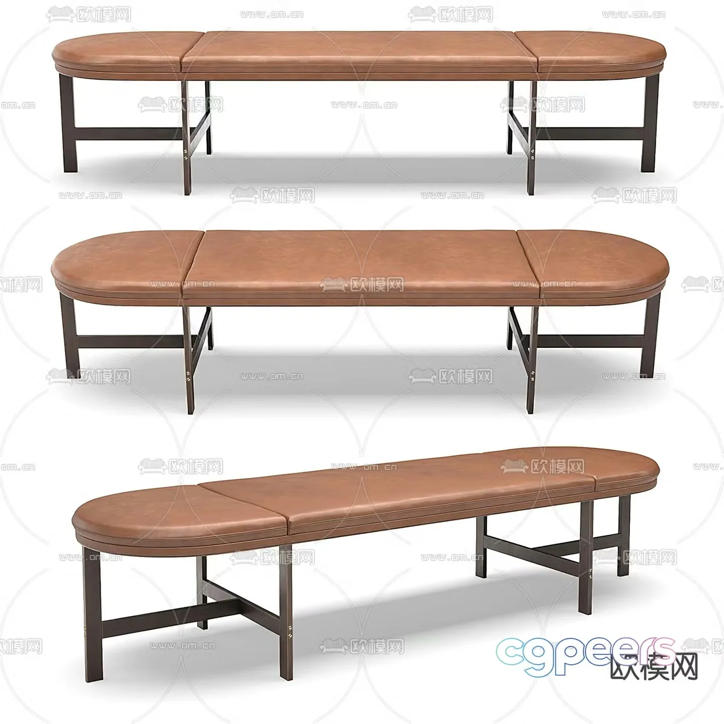 BAXTER leather bed end stool 3d model