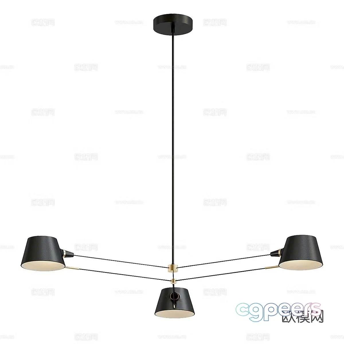 Modern multi-head chandelier 3d model