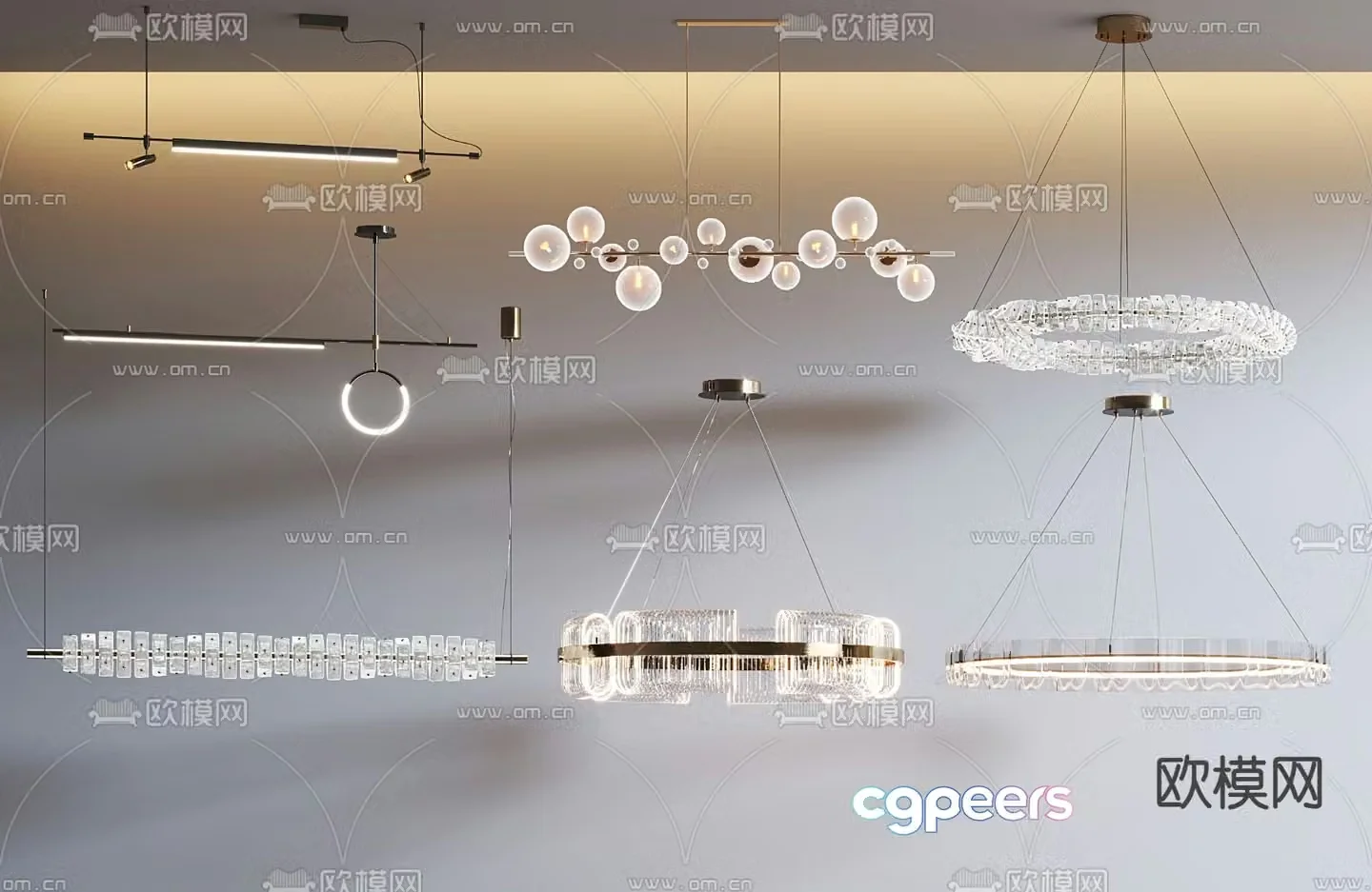 Long chandelier hall chandelier 3d model