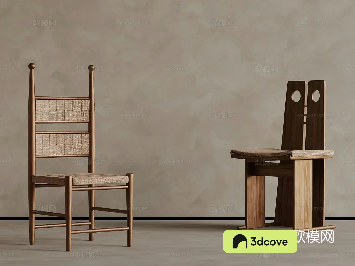 Medium style leisure chair single chair without armrests 3D model