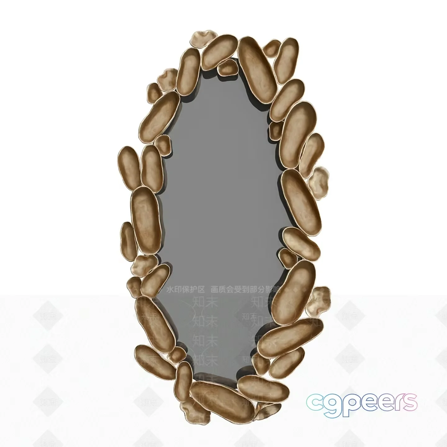 The Single Main Subject Is A Mirror With A Stone Frame 3D Model – 4120 – VRAY Render
