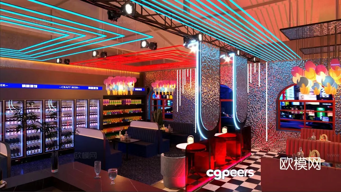 Light luxury bar Qingba 3D model