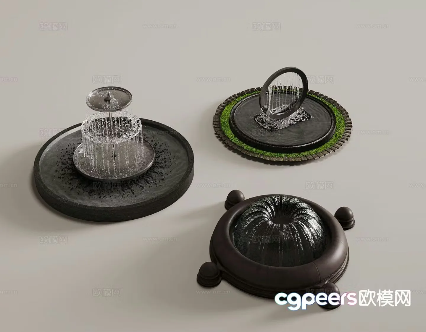 round fountain flowing water water feature 3d model