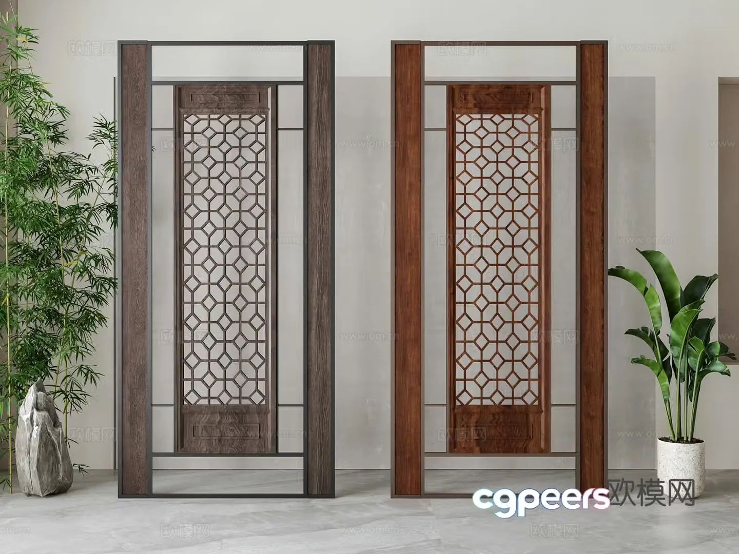 New Chinese-style screen partition 3D model