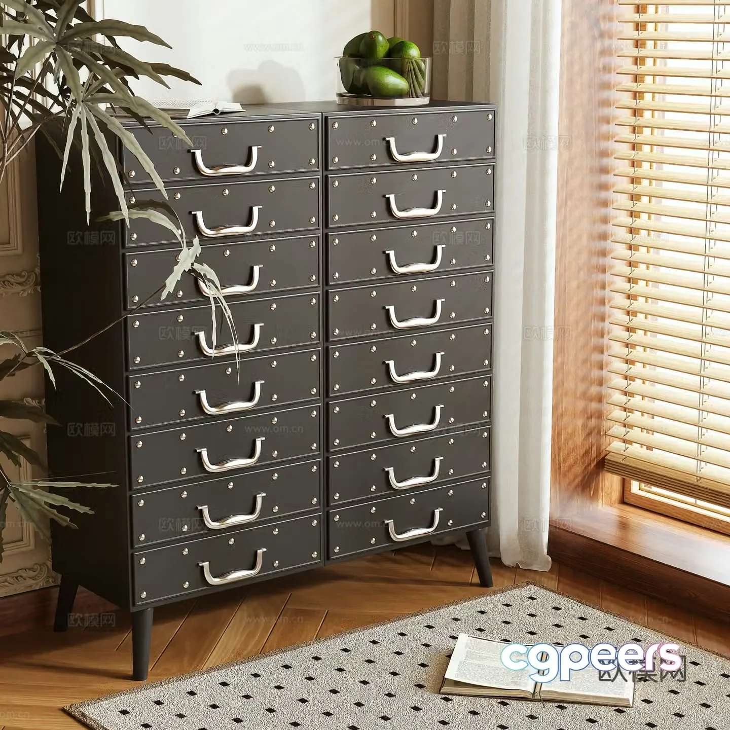Middle-aged style chest of drawers chest of drawers 3d model