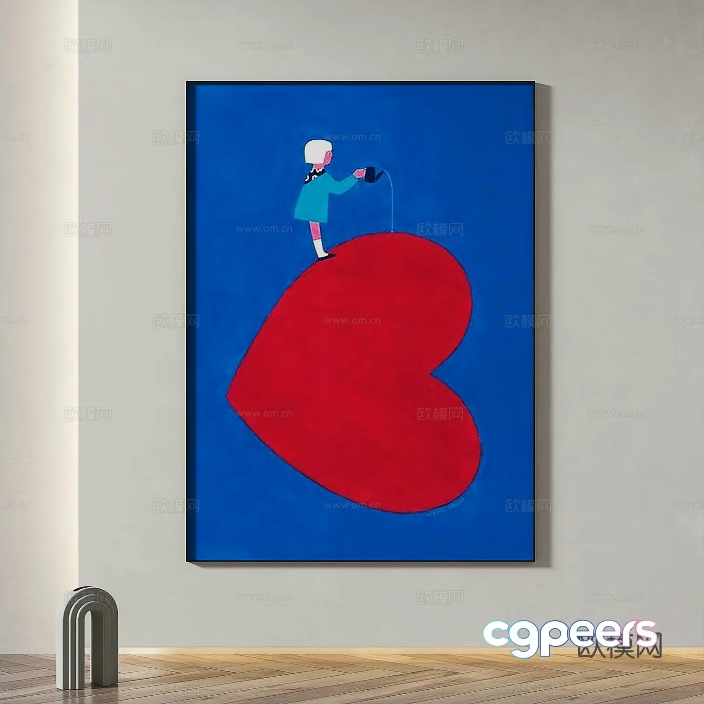 Modern minimalist abstract decorative painting 3d model