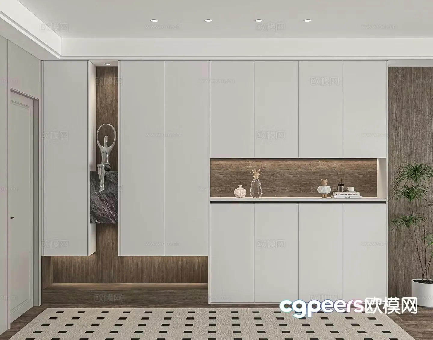 Modern shoe cabinet customized entrance cabinet 3D model