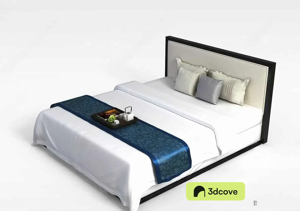 A Bed With A Blue Runner