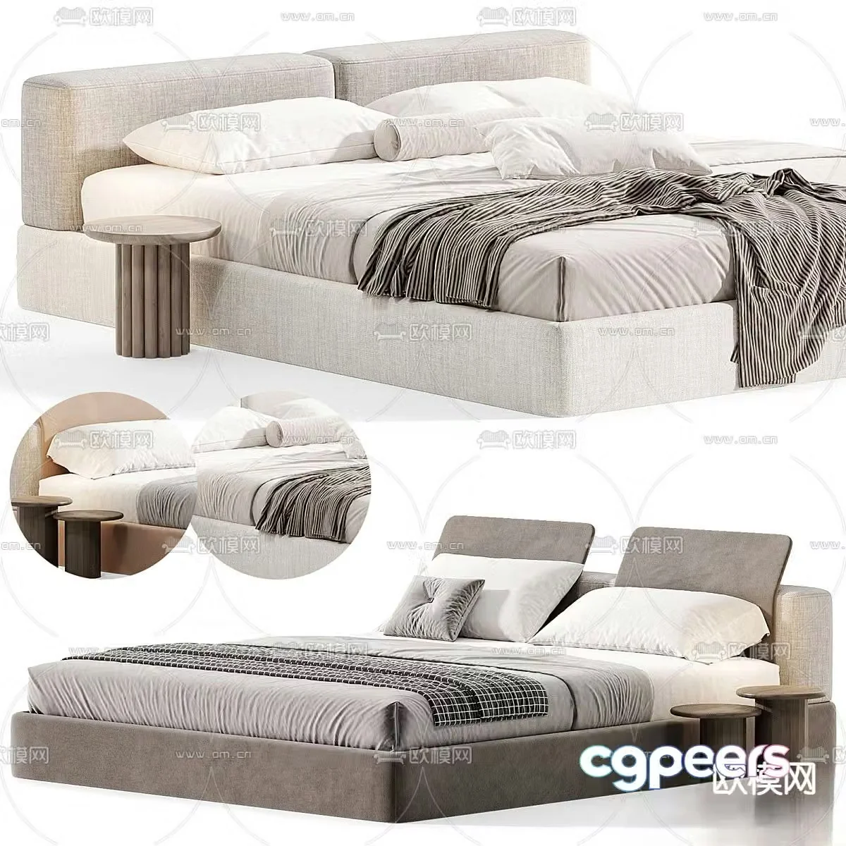 Modern double bed 3d model