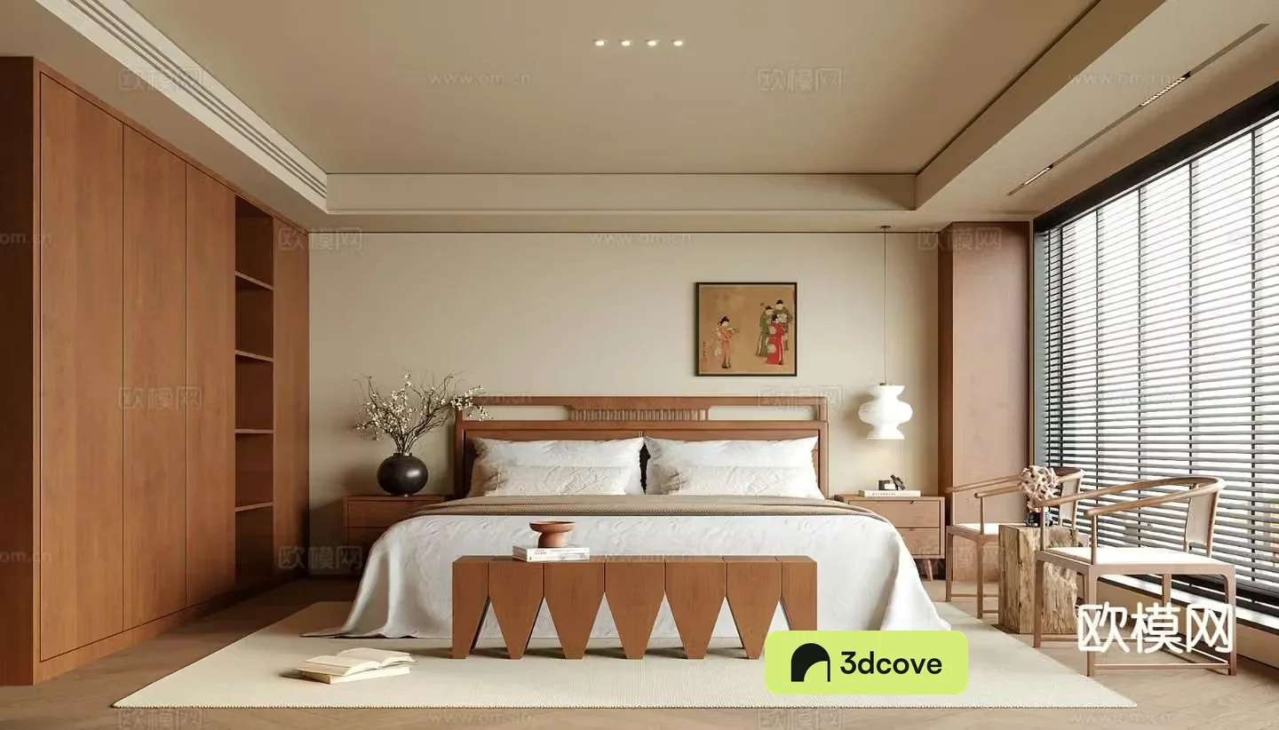 Medieval style bedroom without main light 3D model of master bedroom